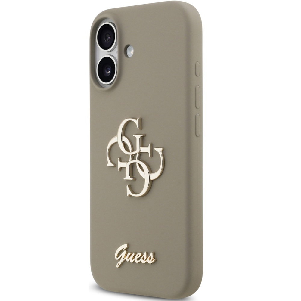 Etui Guess Hardcase Silicone Big 4G Script do iPhone 17, brązowe